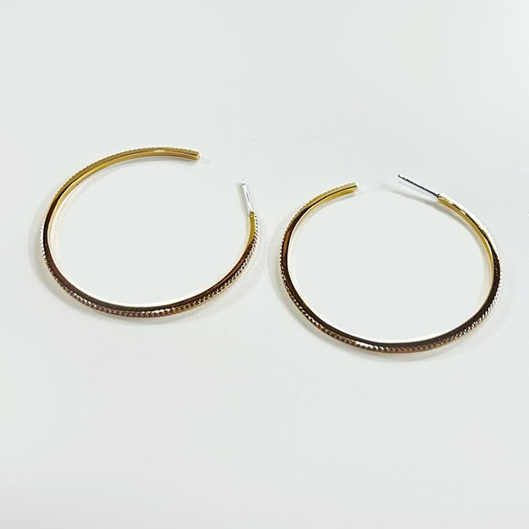 Nordstroms Thin Hoop Earrings Pavé Rhinestones, Gold - Picture 2 of 3
